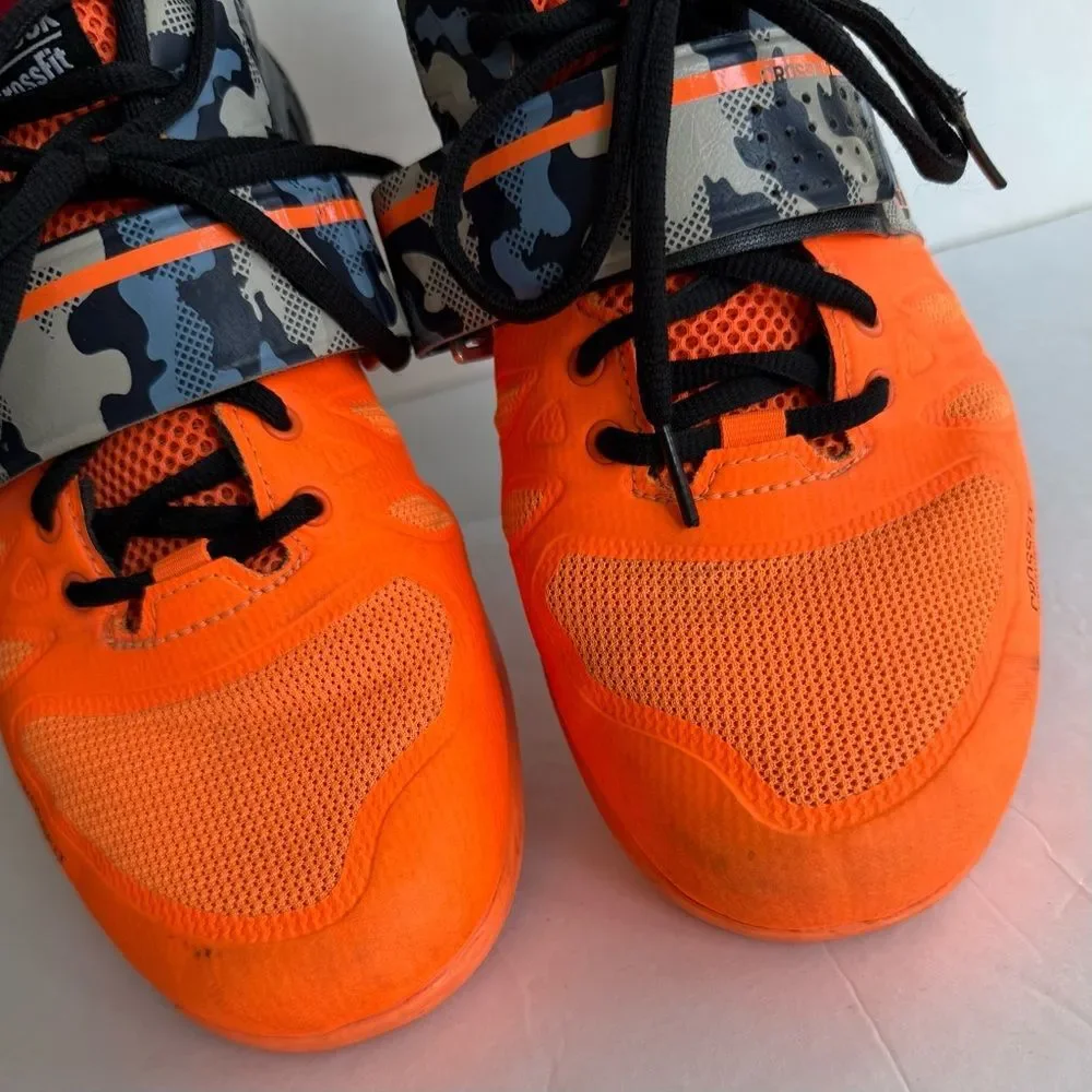 Reebok Camo Men’s 11 Crossfit Lifter 2.0 Shoes Neon Orange Black V67579